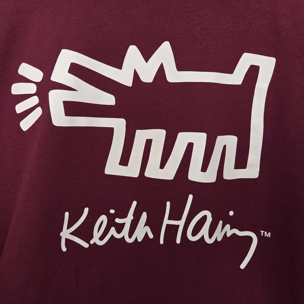 Keith Haring Sweatshirt Iconic Barking Dog Print Women's Medium Red And White - Picture 4 of 7